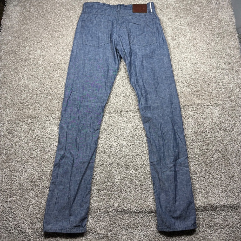 Gustin Men Blue Linen Selvedge Slim Fit Pants Size 32 Made in USA California